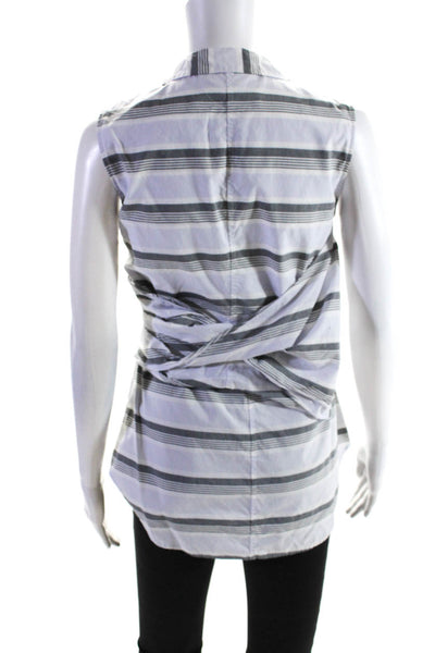 Derek Lam 10 Crosby Womens Grey Striped Tie Top Size 2 10641542