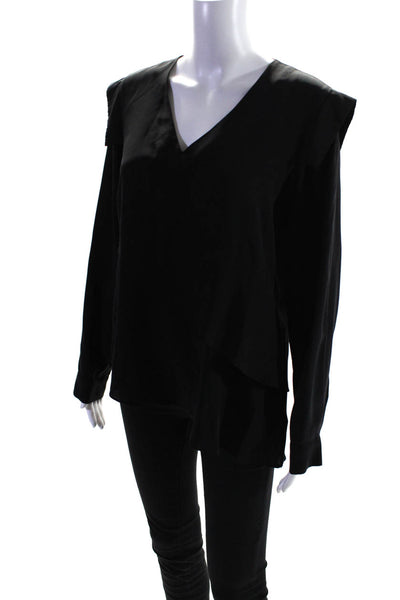 Nicole Miller Womens Black Silk Asymmetrical Top Size 4 11564579