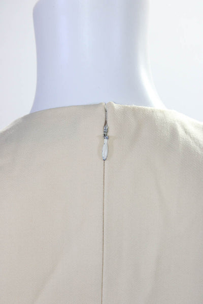 Dolce & Gabbana Womens Scoop Neck Zip Back Solid Wool Midi Dress Beige Size 38