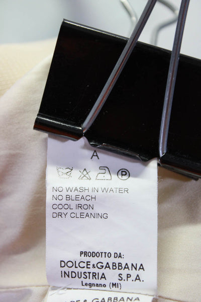Dolce & Gabbana Womens Scoop Neck Zip Back Solid Wool Midi Dress Beige Size 38