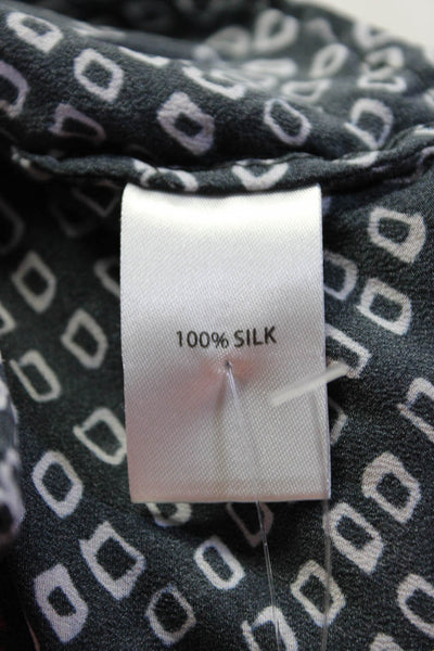 Saloni Womens Crew Neck Abstract Floral Silk Button Down Midi Dress Multi Size 0