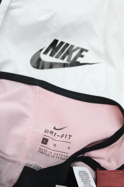 Nike Womens Racerback Sports Bra Windbreaker Jacket Pink Black Size L 1X Lot 2