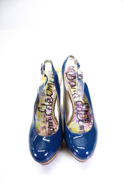 Sam Edelman Women's Closed Toe Ankle Strap Wedge Sandals Blue Size 9.5