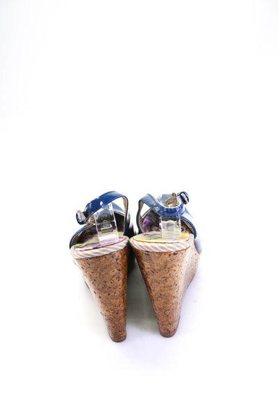 Sam Edelman Women's Closed Toe Ankle Strap Wedge Sandals Blue Size 9.5