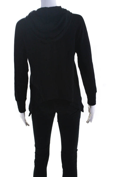 LNA Womens Keyhole Hooded Pullover Sweatshirt Black Size Small