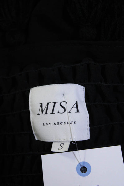 Misa Womens Smocked Off Shoulder Top Blouse Black Size Small