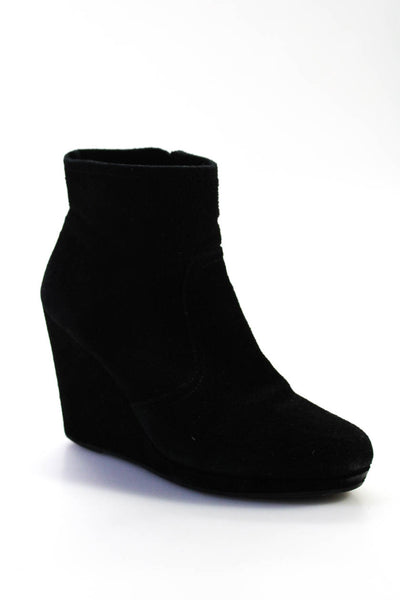 Vince Camuto Womens Almond Toe Suede Wedge Ankle Boots Black Size 7