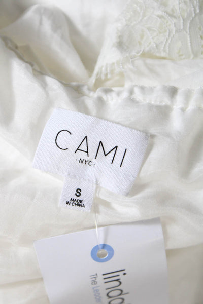 Cami Women's Square Neck Lace Strap Ruffle Blouse White Size S