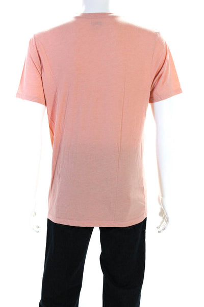 Reiss Mens V Neck Short Sleeve Solid Cotton Tee Shirt Orange Size Large