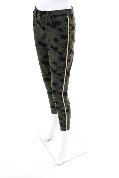 L'Agence Womens Margot Metallic Stripe Camo Skinny Jeans Green Size 26