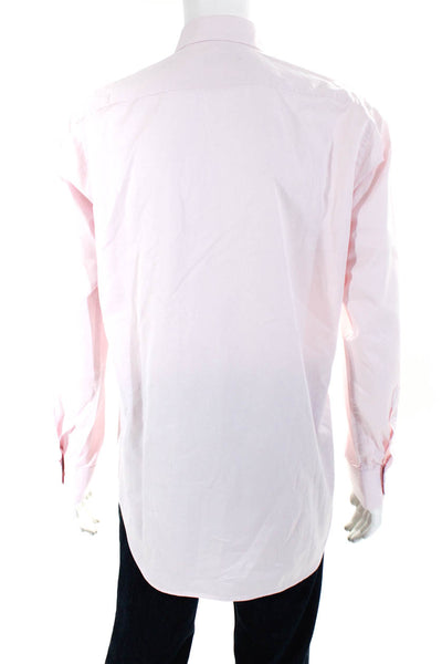 Canali Men's Long Sleeve Button Up Shirt Pink Size 39
