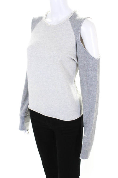 Rag & Bone Jean Womens Cold Shoulder Raglan Terry Crew Neck Sweater Gray Size XS