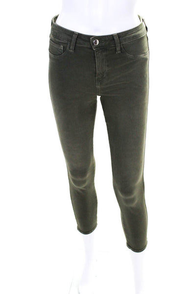 L'Agence Womens Margot High Rise Ankle Skinny Jeans Olive Green Size 26