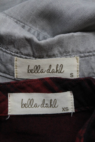 Bella Dahl Womens Plaid Chambray Choker Shirt Blouse Size XS Small Lot 2