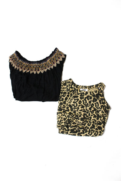 Joie LNA Womens Leopard Print Sweater Off Shoulder Top Black Size XS Small Lot 2