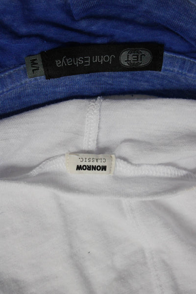 Monrow Jet John Eshaya Womens Short Sleeve Shirts Blue White M/L Large Lot 2