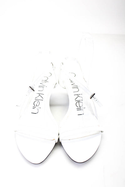 Calvin Klein Women's Mid Heel Ankle Strap Sandals White Size 8