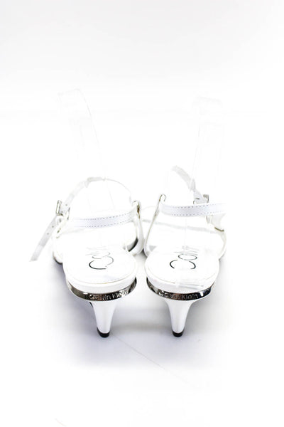 Calvin Klein Women's Mid Heel Ankle Strap Sandals White Size 8