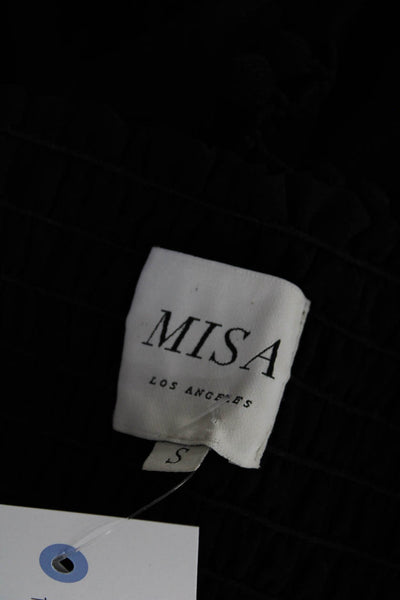 Misa Womens Chiffon Smocked Waist Pom Pom Hem Mini Skort Black Size S