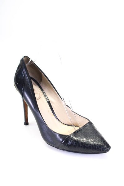 VC Signature Womens Pointed Toe Animal Print Leather Heel Pumps Black Size 8.5