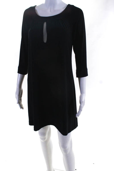 ABS Collection Womens Jersey Knit Key Hole Shift Dress Black Size P