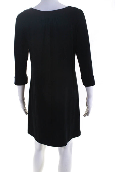 ABS Collection Womens Jersey Knit Key Hole Shift Dress Black Size P