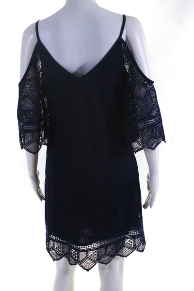 Laundry by Shelli Segal Womens Cold Shoulder Sleeve A-Line Dress Navy Size 4
