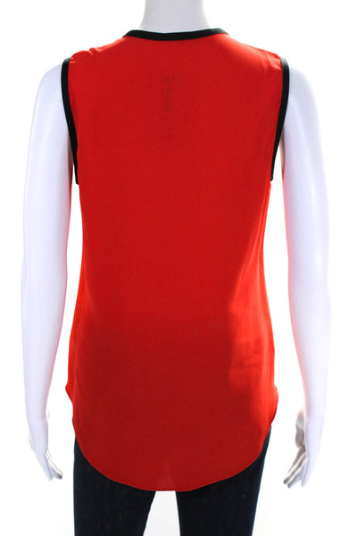 L Agence Womens Half Zip Crew Neck Tee Shirt Red Black Size 2