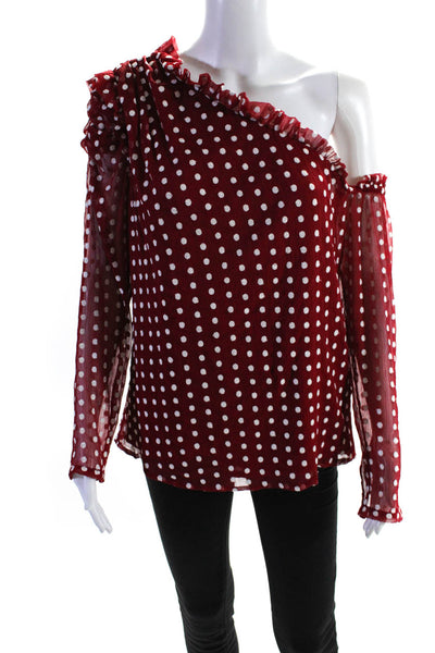 ML Monique Lhuillier Womens Red Polka Dot Top Size 6 11369033