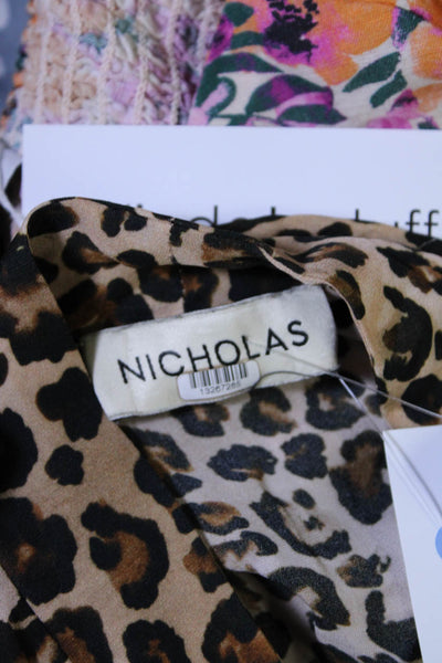 Nicholas Womens Leopard Tie Neck Top Size 4 13267285