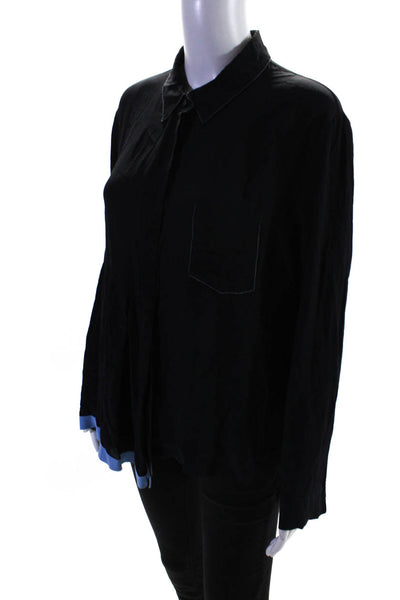 Marni Womens Navy Pleated Collared Shirt Size 10 13169018