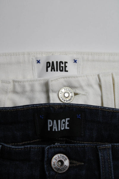 Paige Womens Buttoned Dark White Wash Straight Leg Jeans Blue Size 25 29 Lot 2