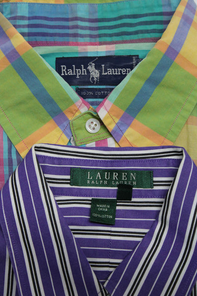 Polo Ralph Lauren LRL Womens Striped Plaid Shirts Multicolored XS Large Lot 2
