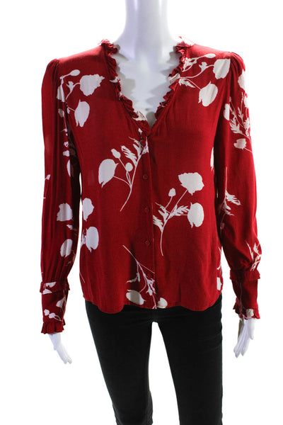 ba&sh Womens Red Floral Top Size 6 13411462