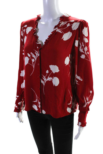 ba&sh Womens Red Floral Top Size 6 13411462