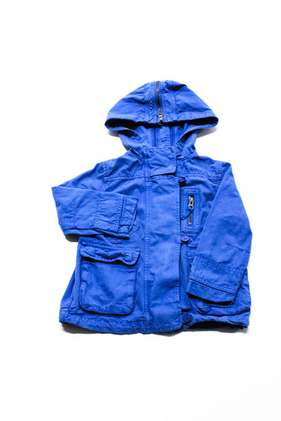 Stella McCartney Kids Girls Cotton Twill Zip Up Hooded Jacket Blue Size 4