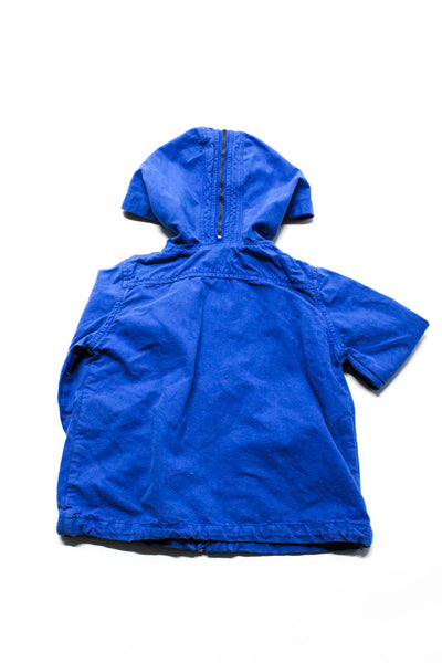 Stella McCartney Kids Girls Cotton Twill Zip Up Hooded Jacket Blue Size 4