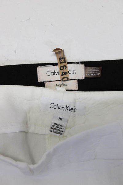 Calvin Klein Womens High Rise Pleated Trouser Pants Black White 10 10P Lot 2