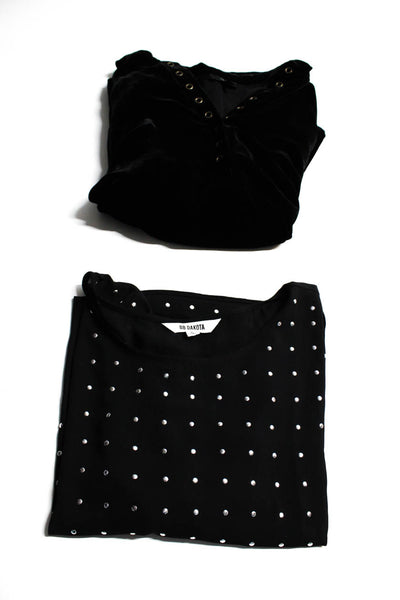 Drew BB Dakota Womens Velvet Studded Shirts Black Size Small Medium Lot 2