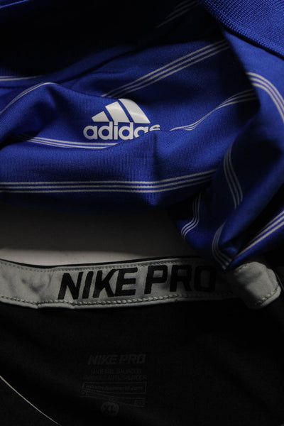 Nike Adidas Mens Tee Shirt Striped Polo Shirts Black Blue Size XL Lot 2