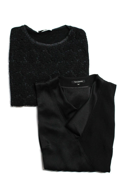 Tara Jarmon Whyci Milano Womens Lace Satin Top Blouse Black Size IT 42 Lot 2
