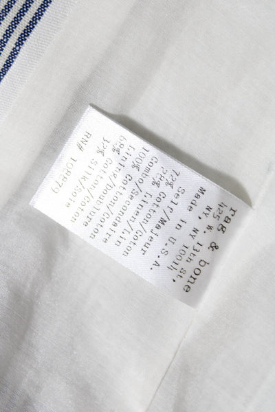 Rag & Bone New York Womens Linen Pin Strip Flap Pocket Blazer Blue Size 2