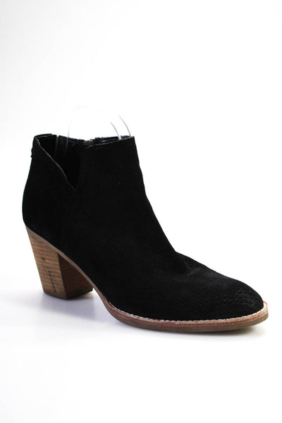 Dolce Vita Womens Solid Suede Round Toe Zip Open Ankle Boots Black Size 8