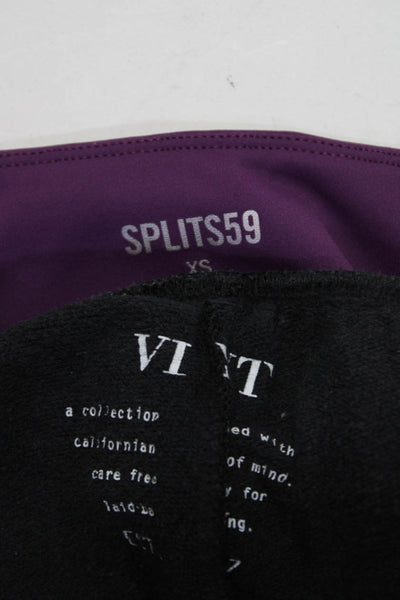 Splits59 Women's Ankle Length Leggings Sweatpants Purple Black Size XS S Lot 2