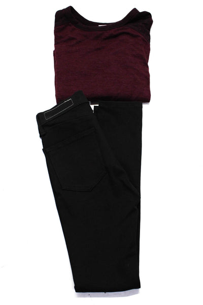 Rag & Bone Jean Women's Long Sleeve Tee Skinny Jean Maroon Black Size M 25 Lot 2