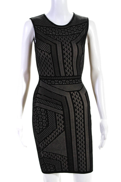 BCBGMAXAZRIA Womens Triangle Print Sleeveless Bodycon Dress Black Size 2XS