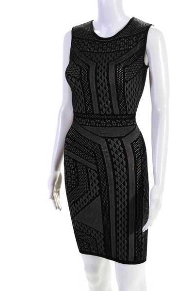 BCBGMAXAZRIA Womens Triangle Print Sleeveless Bodycon Dress Black Size 2XS