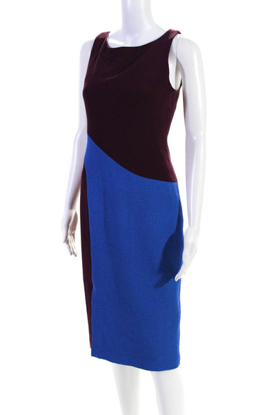 Rachel Roy Womens Colorblock Print Sleeveless Sheath Dress Purple Blue Size 0