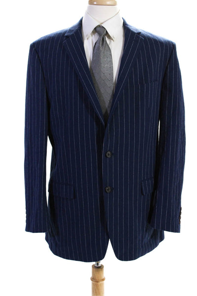 Lauren Ralph Lauren Mens Cotton Striped Buttoned Collared Blazer Blue Size EUR44