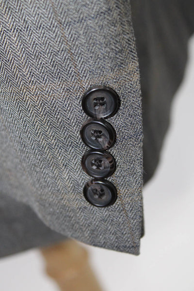 Lauren Ralph Lauren Mens Silk Buttoned Striped Collared Blazer Gray Size EUR42